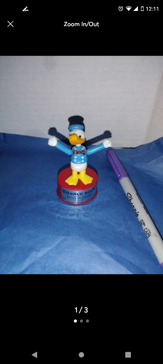 1970's push puppet, Donald Duck, Walt Disney Productions, Made Hong Kong, vintage toys, vintage puppets, vintage Disney, Disneys Donald Duck
