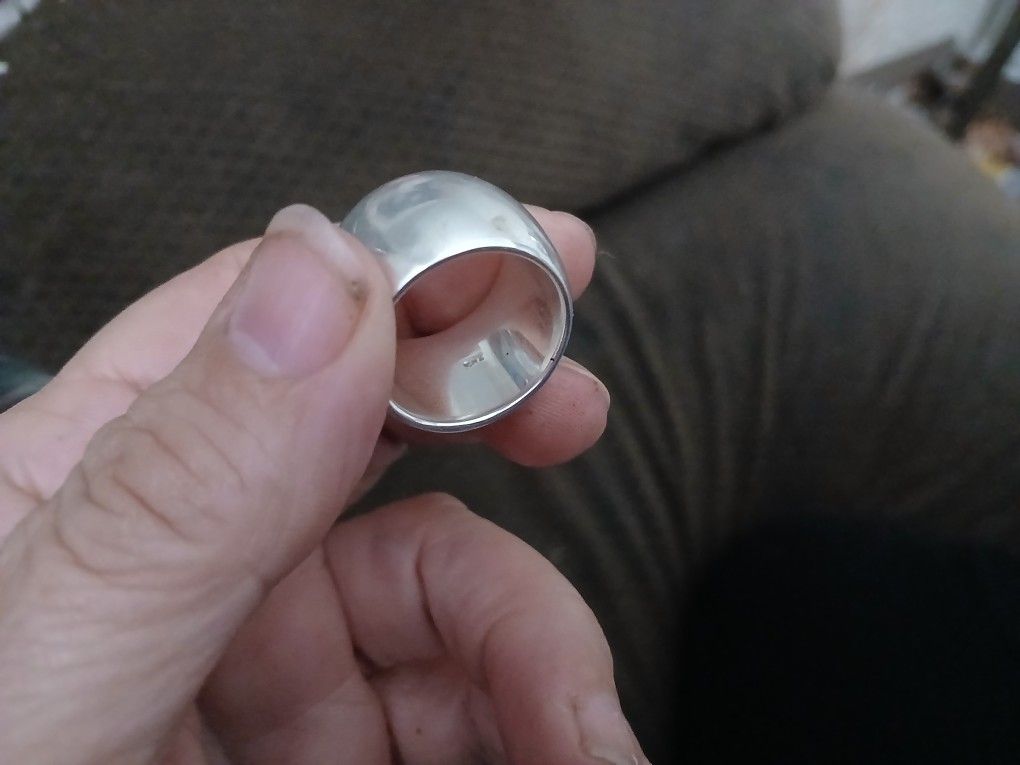 Large sterling silver ring size 10 good Condition.