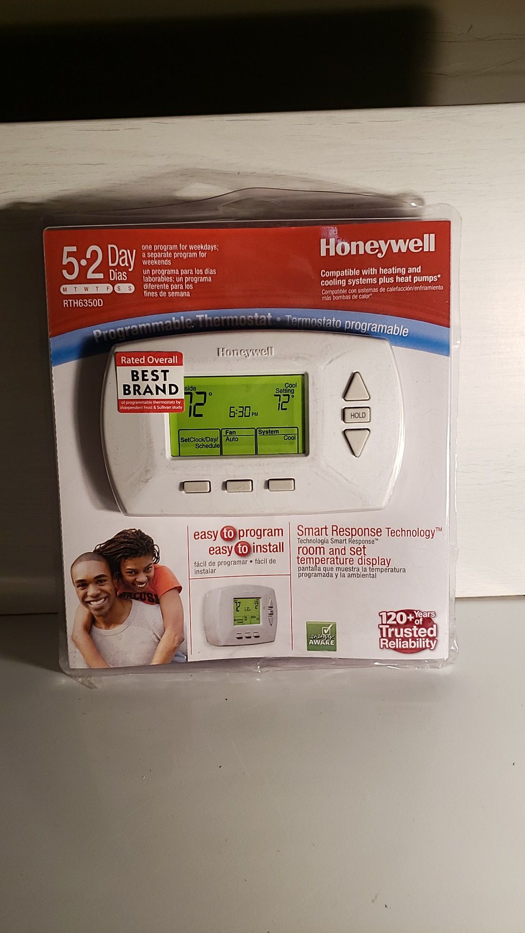 ￼ Honeywell 5.0 out of 5 stars  1Reviews 5-2 Day Programmable Thermostat