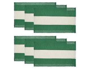 Green and White Woven Placemats Set of 8