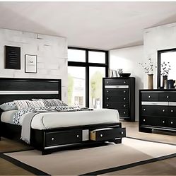 4pcs English Style Bedroom Set W. Orthopedic Mattress Included 