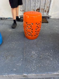 Safavieh Imperial Orange Vine Glazed Ceramic Decorative Garden Stool.