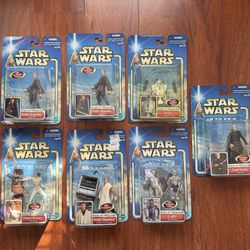 NEW Star Wars - Padme Amidala C-3PO Anakin Skywalker R2-D2 Count Dooku figure- Blue Card 2002