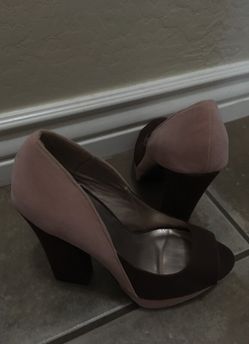 Pink and brown heel