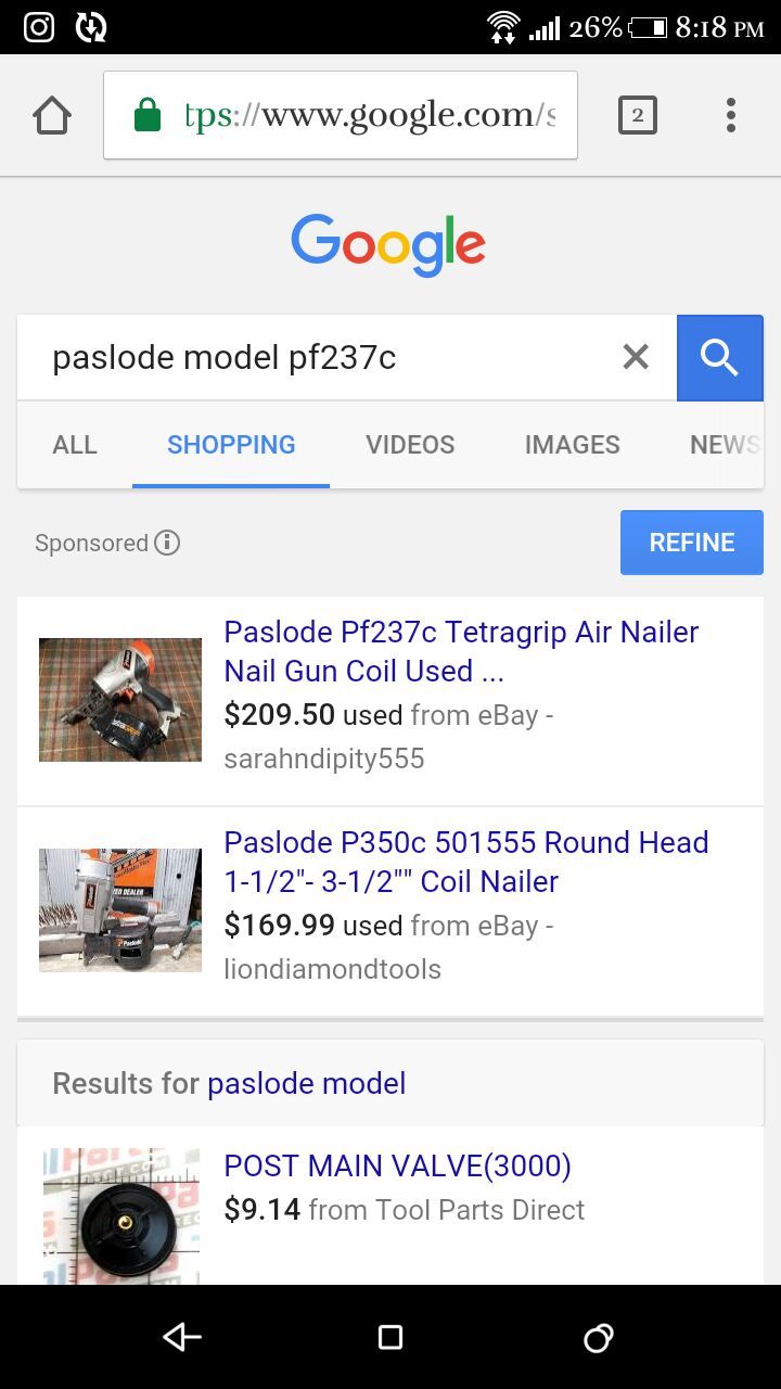 Paslode PF237C TetraGrip Air Nailer Paslode PF237C TetraGrip Air Nailer Nail Gun Coil Used Nice ! Subfloor Fastener