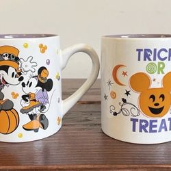 Halloween Mickey Minnie Mouse Coffee Mug Cup Trick Treat Set 16oz 2 Pair Disney