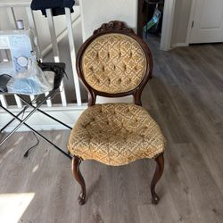Victorian Style Wooden Yellow Chair