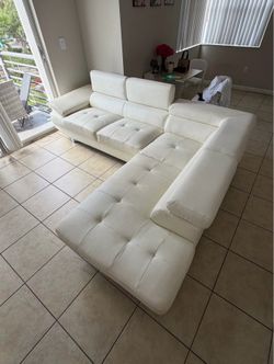 White Couch Sofa  Leather Sectional