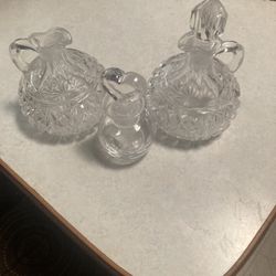 3 Crystal Perfume Bottles 