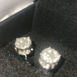 Moissanite Cluster Stud Earrings 