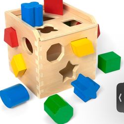 Melissa & Doug Shape Sorting Cube - Classic Wooden Toy