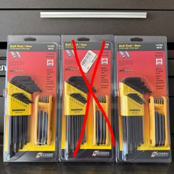 BONDHUS 22 Piece .050" - 9/64" Size, BallDriver And L-Wrench And Gorilla Grip Hex Key Fold-Up Sets