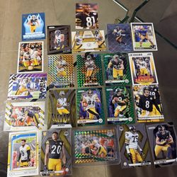 22 card lot Pittsburgh Steelers Terry Bradshaw T.J. Watt Hines Ward Kenny Pickett rc Prizm Select Mosaic silver  Absolute etc . All cards in good cond