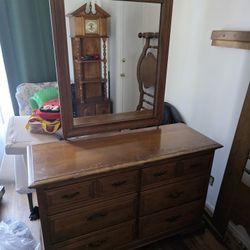 Early 60's Maple Dresser With Mirror 