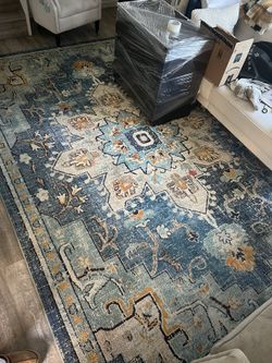 Art Gecko Blue Gold Rug