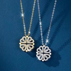 Love four-leaf clover two wear give to wife full of diamonds to show love, magnetic attraction combined with high-end necklace, pendant