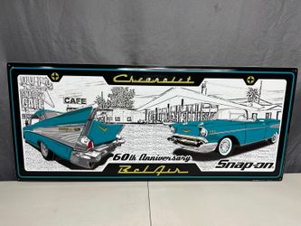 60TH ANNIVERSARY CHEVROLET BEL AIR TIN SIGN