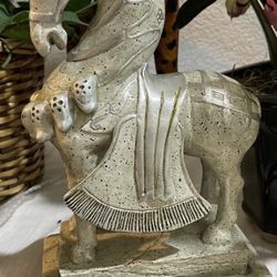 VINTAGE TANG DYNASTY GRANITE WAR HORSE STATUE PEDESTAL BASE