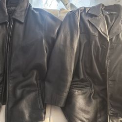 Two Leather Coats Men's Coats Two Colored Shirts One Nautica One Tommy All New