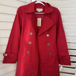Michael Kors Scarlet Dou-ble-Breasted Trench Coat Size Medium New