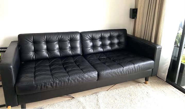black leather morabo 3 seater sofa - Can Deliver