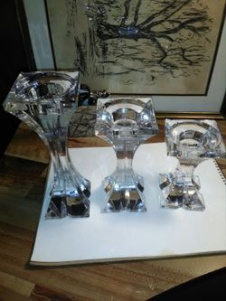 Heavy lead crystal candle holder decorations