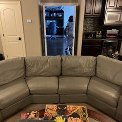 American Leather 4-Piece Gray Leather Sectional Sofa