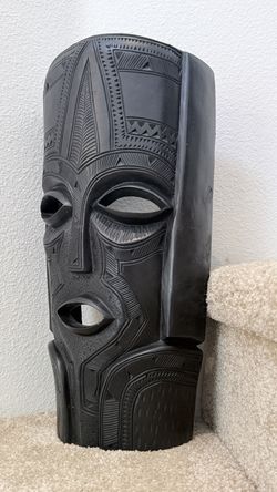 hand carved wooden tribal mask 18x9"