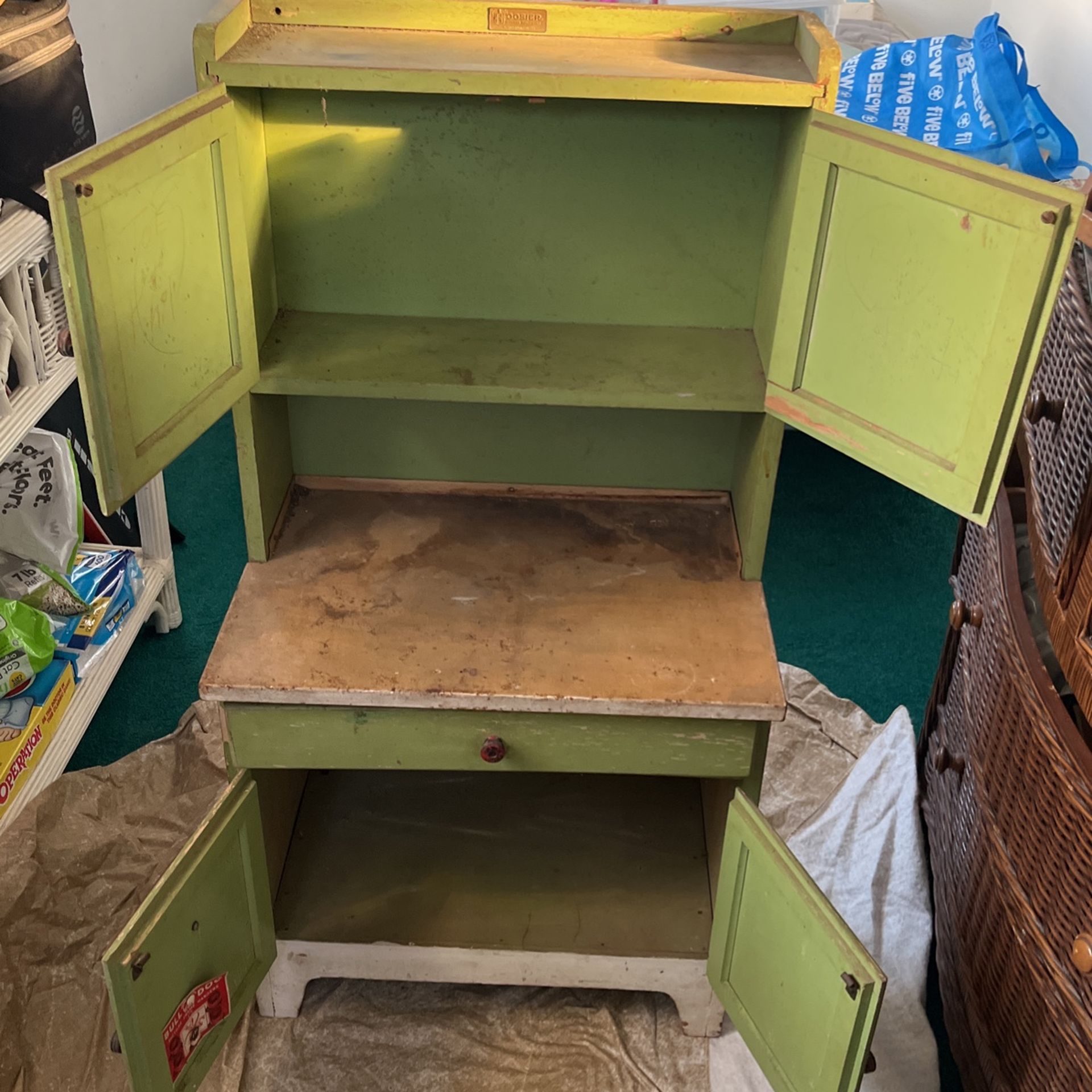 Antique Childrens Hoosier Cabinet