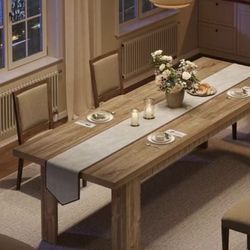 MJ0009 79" Extra Long Dining Table, Farmhouse Wooden Dinner Table, Rectangular Kitchen Table for 6-8 People