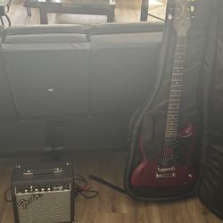 Epiphone Red Guitar With Amp 