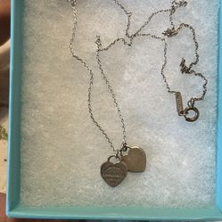 Tiffany Blue Double Heart Tag Pendant In Silver