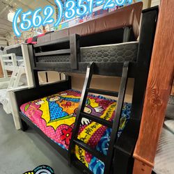 Twin Full Black Bunk Bed With Mattresses Colchones Nuevos 