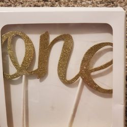 Gold glitter ONE cake topper