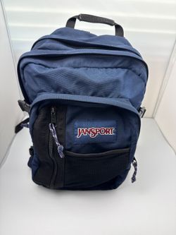 Vintage 90s JanSport "Daily Transit" in Navy Blue 3 Pocket Mesh Backpack-CLEAN