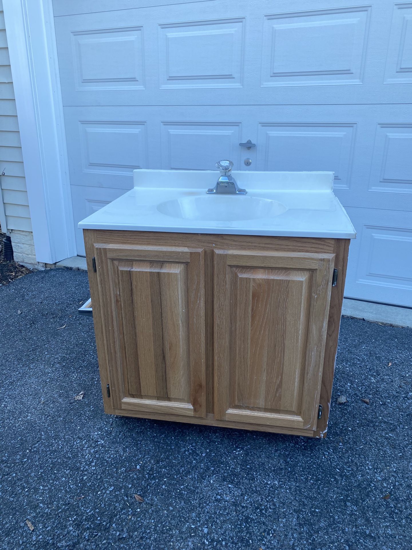 30” Vanity With Cultured Marble Top, Faucet, And Toilet Paper Holder