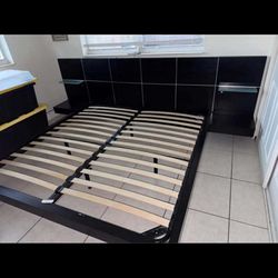 King Bed Frame With Attached Nightstands