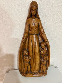 Vintage Oreck Terrestone Madonna Mary & Children Religious Wall Art 15”