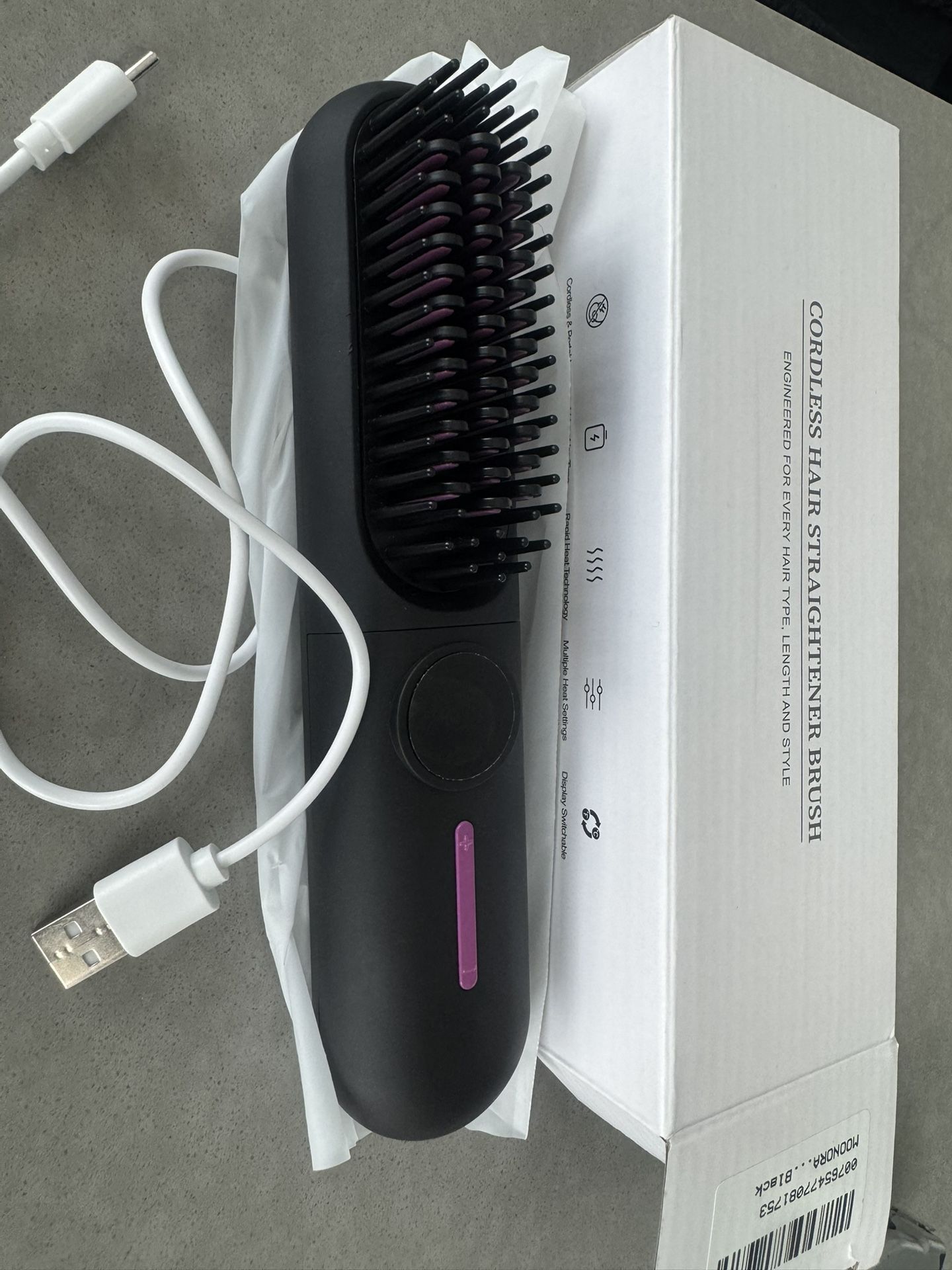 Black Electric Straightening Brush (cordless)
