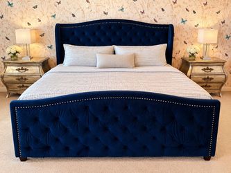 Blue king bed frame