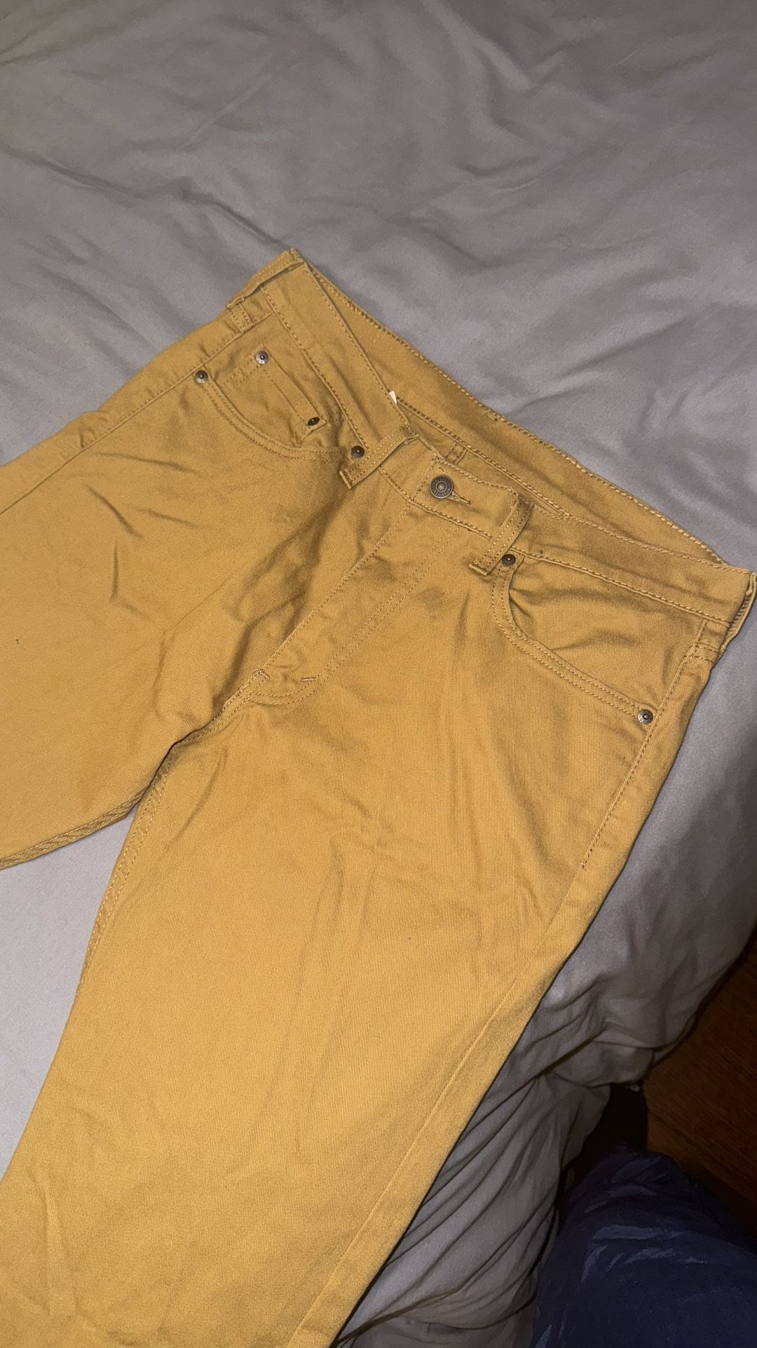 (Good Condition) - Dark Khaki/Burnt Orange, Levis 513 Slim Straight Jeans