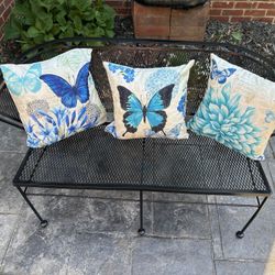 Vintage MCM Woodard Style Wrought Iron Bench