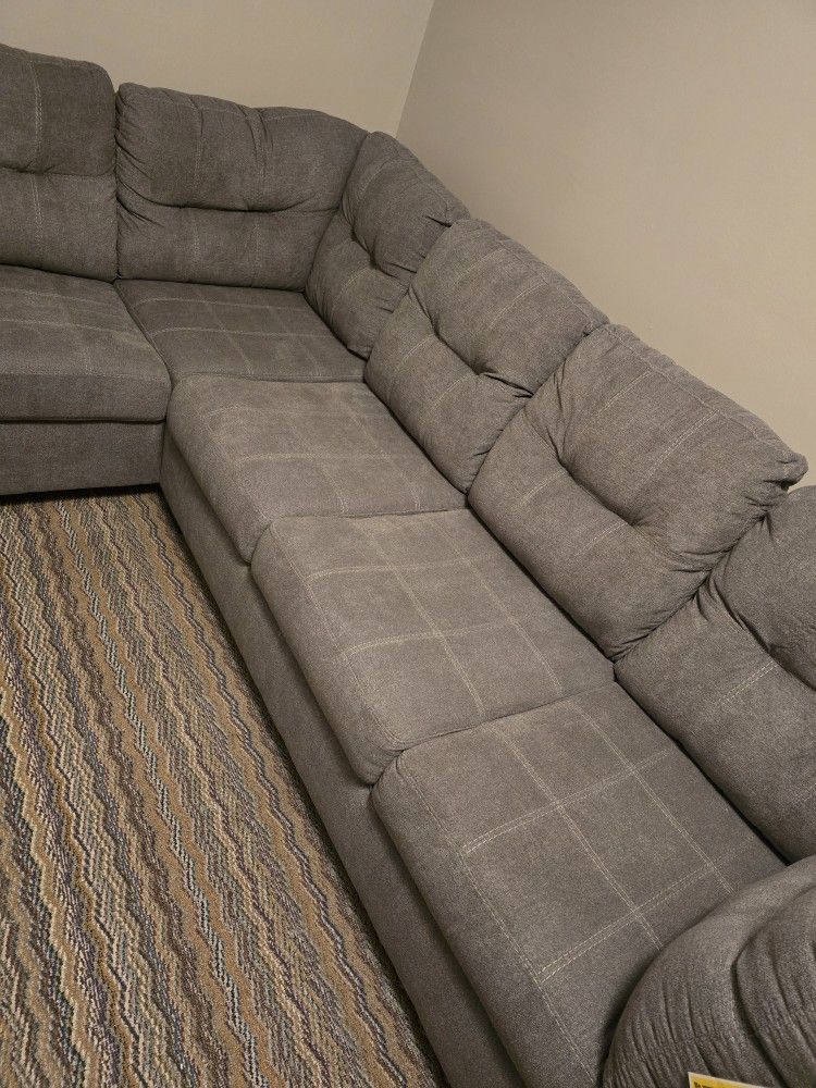 Large L shaped Grey Sleeper Sectional Sofa