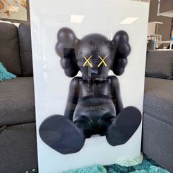 Kaws Sitting Tempered Glass Wall Art 36”H X 24”W