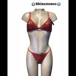 New Rhinestone Bra Set