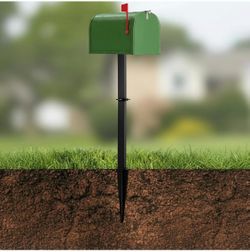 Inch In-ground Black Metal Heavy Duty Steel Mailbox Post