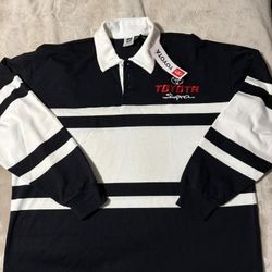 Toyota Supra Long Sleeve Polo Shirt Black White Men’s Medium NEW