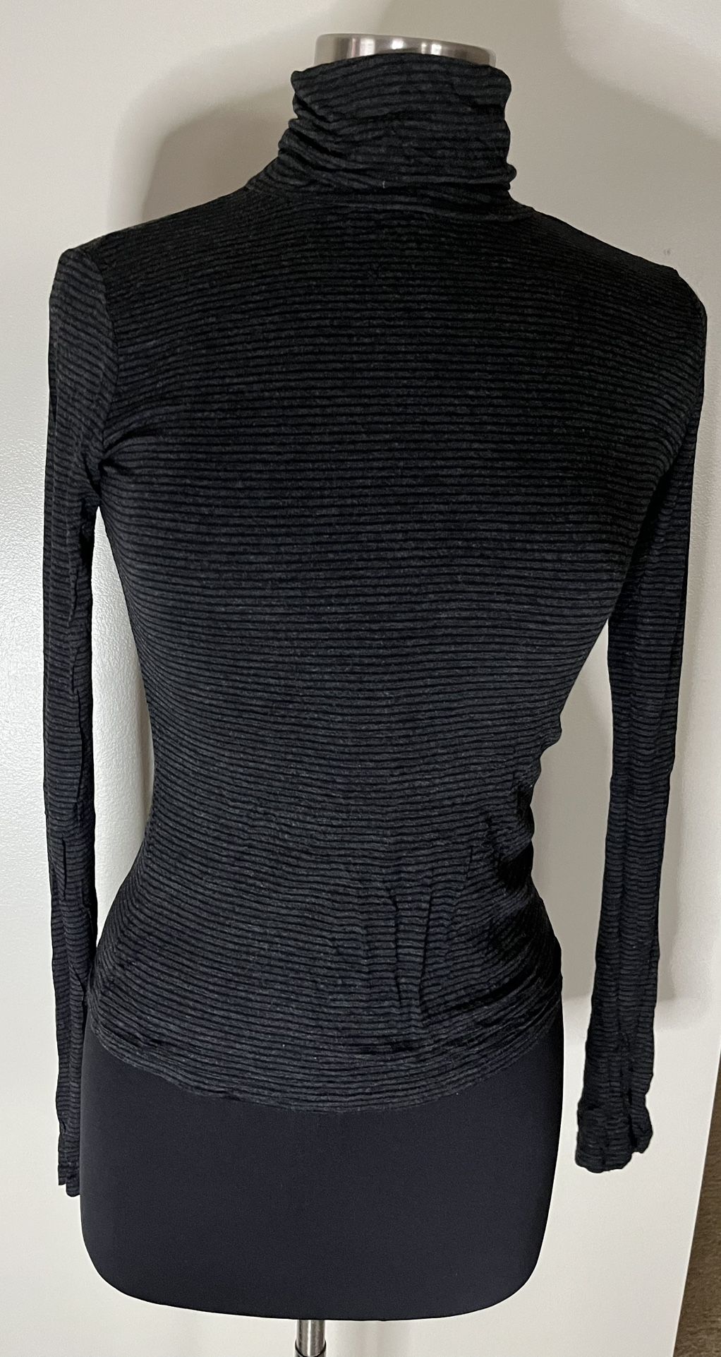 Grey and black striped turtleneck