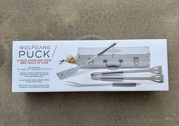 3 Piece Stainless Steel Bbq Tools With Case Wolf Puck
