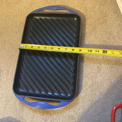 Le creuset #33 blue grill pan rectangular